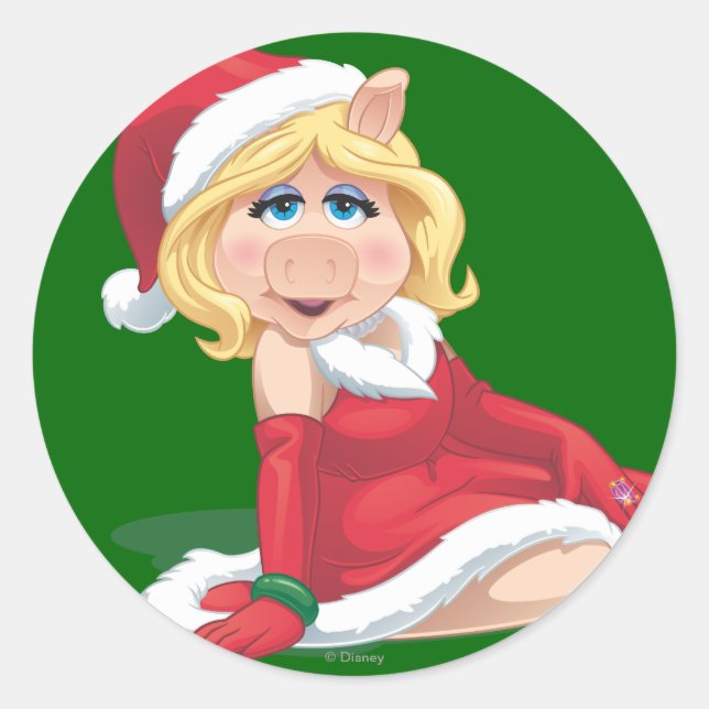 Sticker Rond Holiday Miss Piggy 2 (Devant)