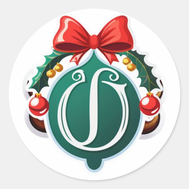 Sticker Rond Holiday Ribbon J Monogram (Devant)