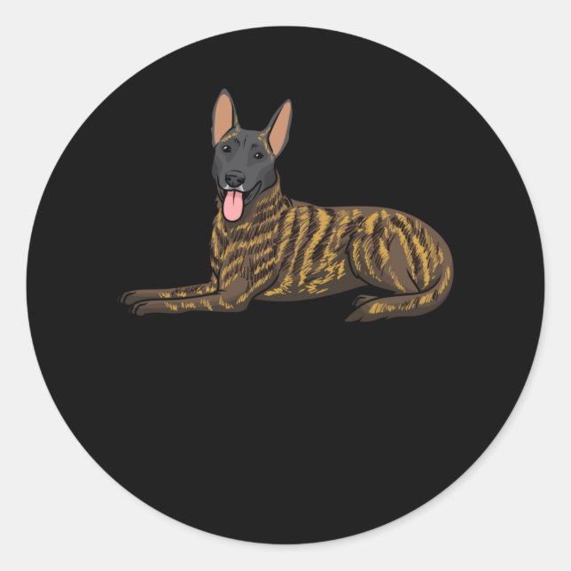 Sticker Rond Hollandse Herdershond Dutch Shepherd Chien (Devant)