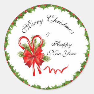 Sticker Rond Holly Berries Noël et Sucres de canne
