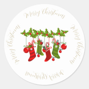 Sticker Rond Holly et Berries avec les bas de Noël