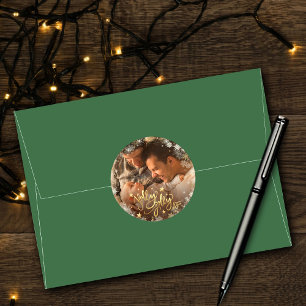 Sticker Rond Holly Jolly AF   Shiny Faux Gold