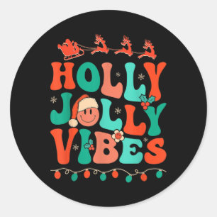 Sticker Rond Holly Retro Super Noël Jolly Vibes Père Noël Hip
