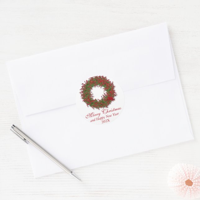 Sticker Rond Holly Wreath (Enveloppe)