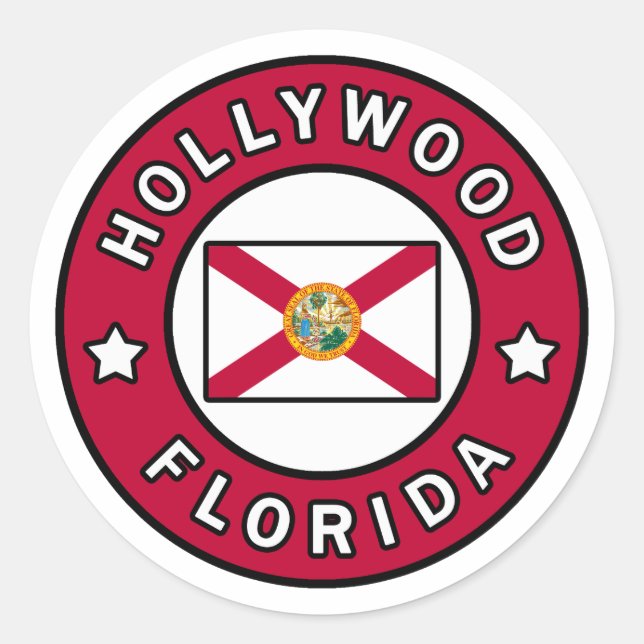 Sticker Rond Hollywood Floride (Devant)