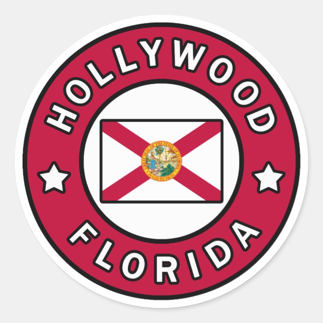 Sticker Rond Hollywood Floride (Devant)