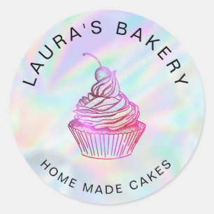 Sticker Rond Hologramme feuille gâteaux & sucreries Cupcake Acc