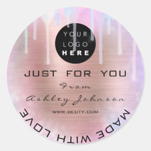 Sticker Rond Holographe du logo de Parties scintillant Remercie