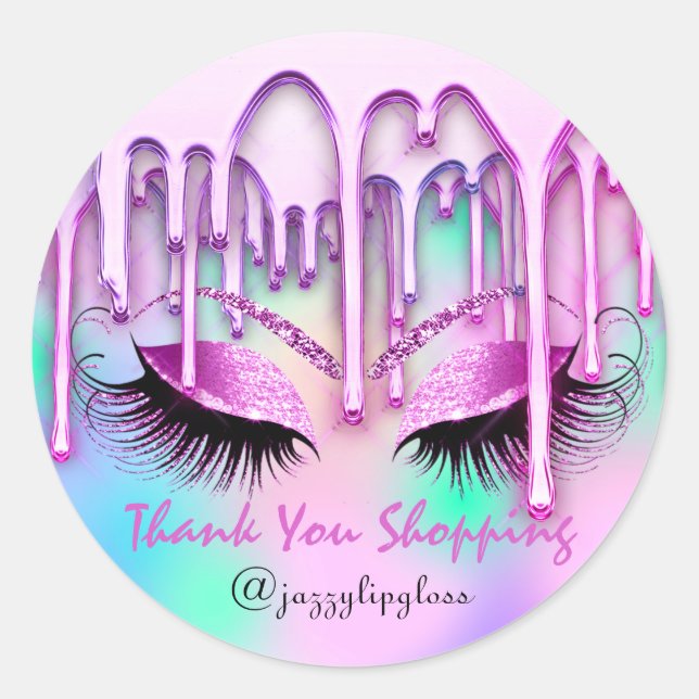 Sticker Rond Holographe Merci Shopping Drivers Rose Eyes (Devant)