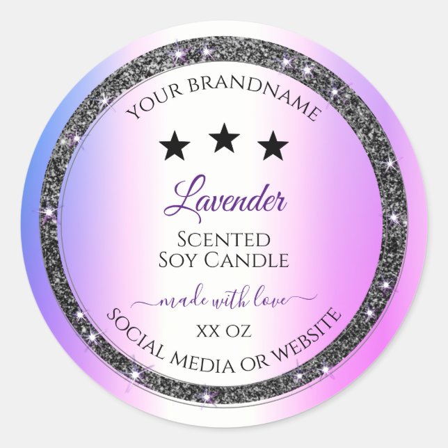 Sticker Rond Holographique couleur Parties scintillant d'argent (Devant)