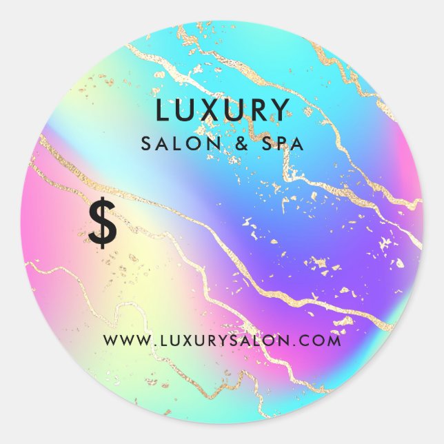Sticker Rond Holographique Iridescente Opale Gemstone | Tarific (Devant)