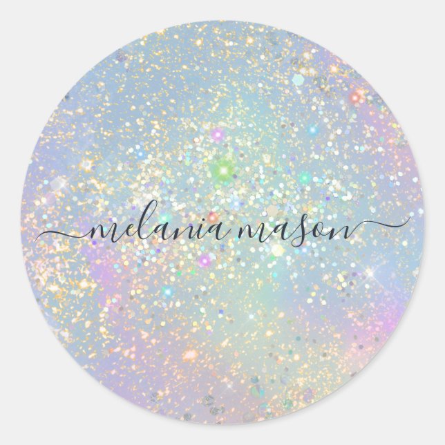 Sticker Rond Holographique Parties scintillant de glam Élégante (Devant)