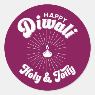 Sticker Rond Holy And Jolly Diwali