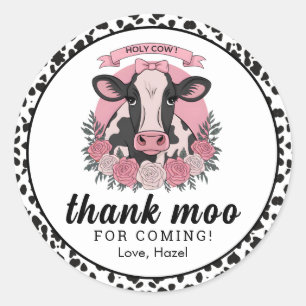 Sticker Rond Holy Cow I’m One Cowgirl 1st Birday Party