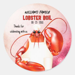 Sticker Rond Homard Chef Fruits de mer Thème