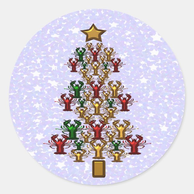Sticker Rond Homard de langouste Arbre de Noël (Devant)