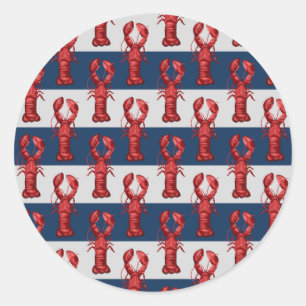 Sticker Rond Homards marins sur les bandes bleues et grises de 