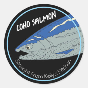 Sticker Rond Home Canning Business Coho Saumon moderne Étiquett