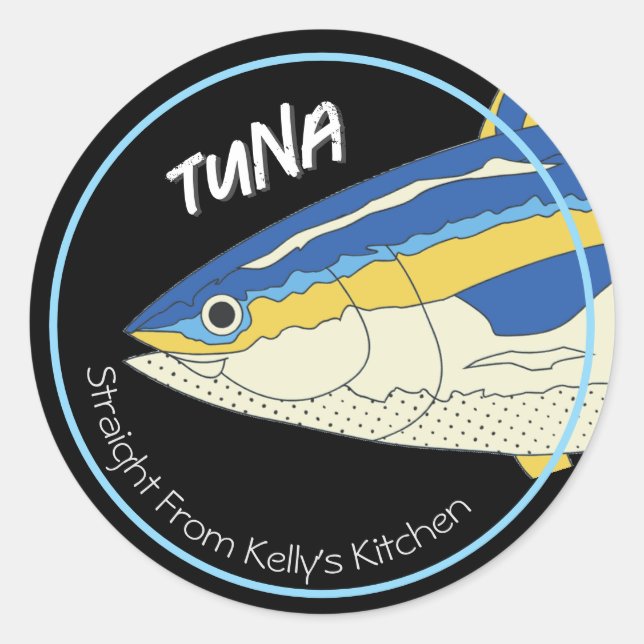 Sticker Rond Home Canning Business Tuna Fish Modern Label (Devant)