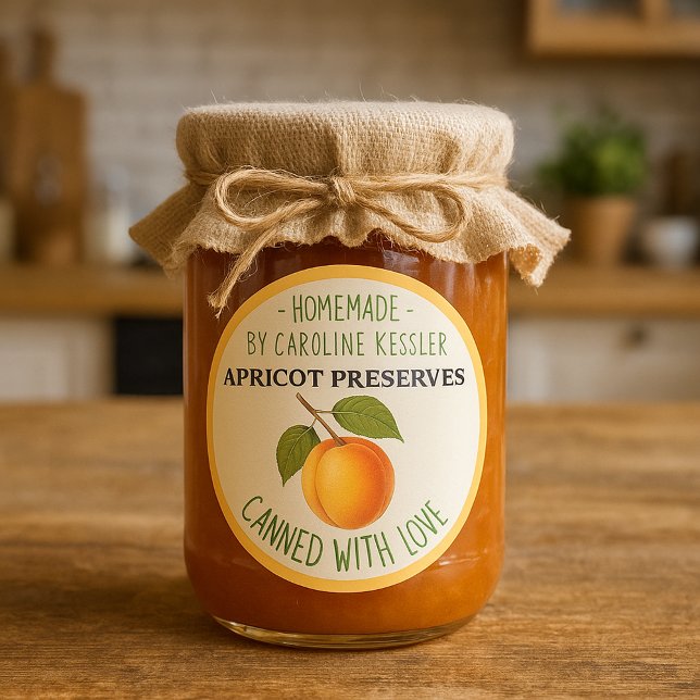 Sticker Rond Home Made Apricot Preserves Canning Label Sheet (Créateur téléchargé)