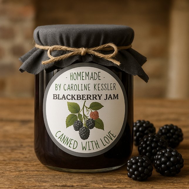 Sticker Rond Home Made Blackberry Jam Canning Label Sheet (Créateur téléchargé)