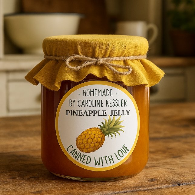 Sticker Rond Home Made Pineapple Jelly Canning Label Sheet (Créateur téléchargé)