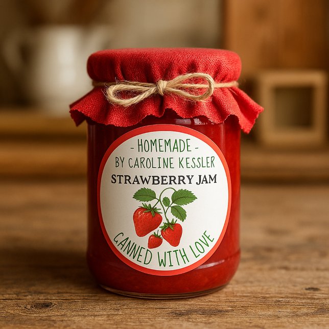 Sticker Rond Home Made Strawberry Jam Canning Label Sheet (Créateur téléchargé)