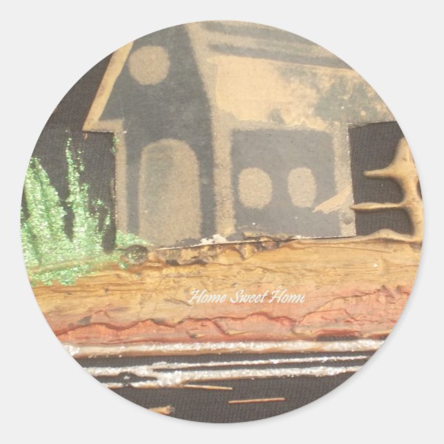 Sticker Rond Home Sweet Home Art Imprimer (Devant)