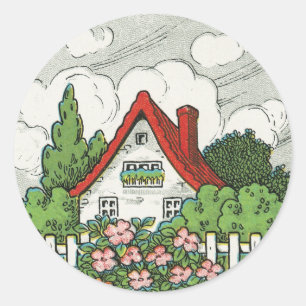 Sticker Rond Home Sweet Home Cottage