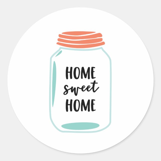 Sticker Rond Home Sweet Home, Mason Jar (Devant)