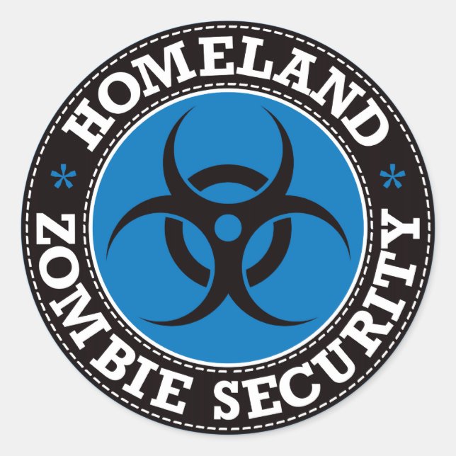 Sticker Rond Homeland Zombie Sécurité - Bleu B (Devant)