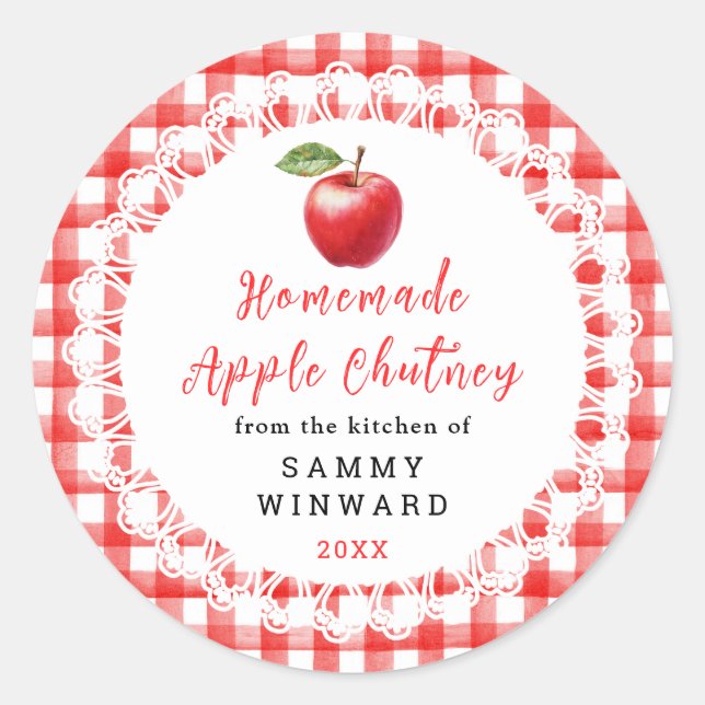 Sticker Rond Homemade Apple Chutney Label (Devant)
