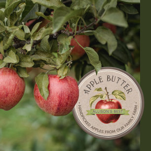Sticker Rond HOMEMADE APPLE CIDER Grunge Police Kraft et Brown