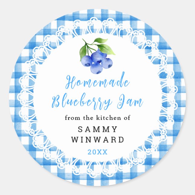 Sticker Rond Homemade Blueberry Jam Label (Devant)