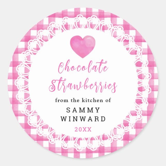 Sticker Rond Homemade Chocolate Strawberries Label (Devant)