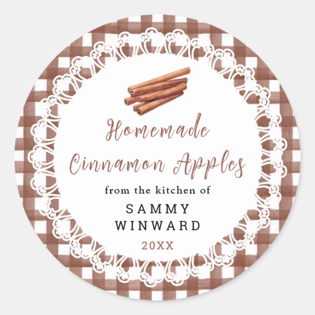 Sticker Rond Homemade Cinnamon Apples Label (Devant)