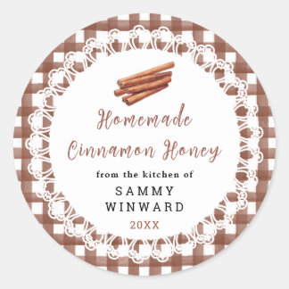 Sticker Rond Homemade Cinnamon Honey Label