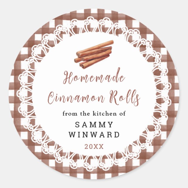 Sticker Rond Homemade Cinnamon Rolls Label (Devant)