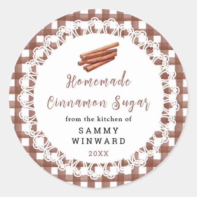 Sticker Rond Homemade Cinnamon Sugar Label (Devant)