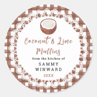 Sticker Rond Homemade Coconut and Lime Muffins Label