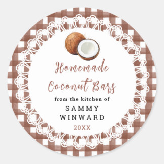 Sticker Rond Homemade Coconut Bars Label