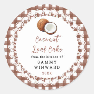 Sticker Rond Homemade Coconut Loaf Cake Label
