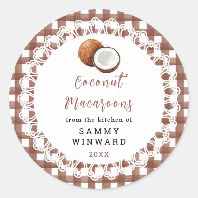 Sticker Rond Homemade Coconut Macaroons Label (Devant)