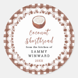 Sticker Rond Homemade Coconut Shortbread Label