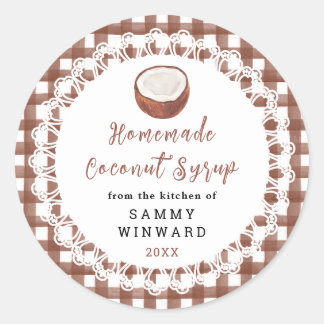 Sticker Rond Homemade Coconut Syrup Label
