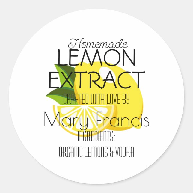 Sticker Rond Homemade handcrafted Lemon Extract Crafted  (Devant)