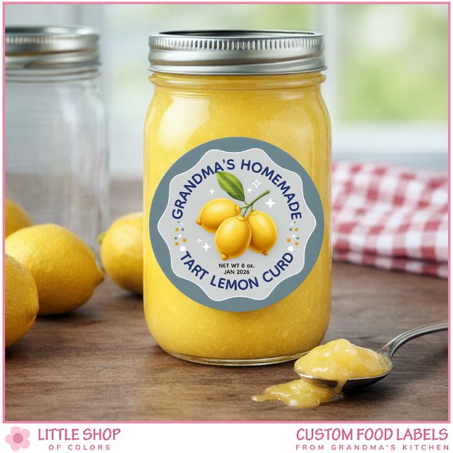 Sticker Rond Homemade Lemon Curd Canning Jar Labels (Créateur téléchargé)