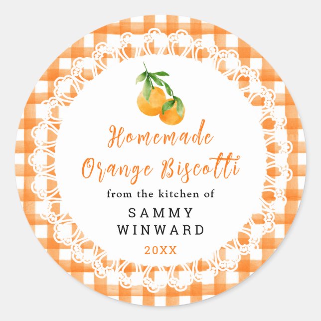 Sticker Rond Homemade Orange Biscotti Label (Devant)