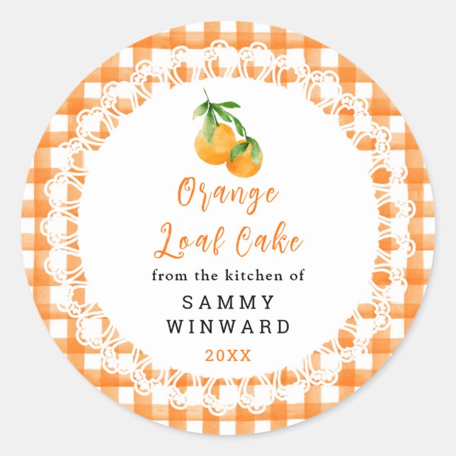 Sticker Rond Homemade Orange Loaf Cake Label (Devant)