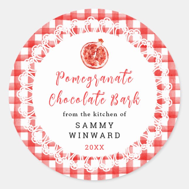 Sticker Rond Homemade Pomegranate Chocolate Bark Label (Devant)